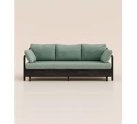 Canapé lit 2 places - Tissu Vert - Avec matelas mémoire de forme - Tediber