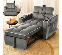 Canapé-lit 3 en 1 - Canapé individuel - Convertible - Porte-gobelets - Support pour téléphone portable - 83 × 167 × 76 cm - Gris foncé