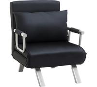 Canapé-lit 3-en-1, fauteuil convertible, lit d'appoint réglable, revêtement en daim, structure métallique, noir | 65 x 69 x 80 cm | 5 positions | finition thermolaquée