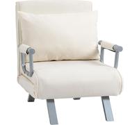 Canapé-lit 3 en 1 Fortuna Lai avec accoudoirs, fauteuil-lit, lit d'appoint, matelas pliant, lit pliant, chaise longue, polyester, crème, 65 x 69 x 80 cm