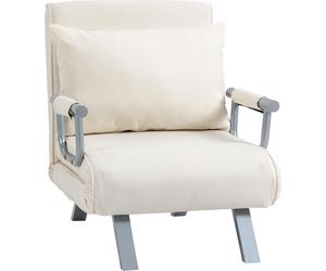 Canapé-lit 3 en 1 Fortuna Lai avec accoudoirs, fauteuil-lit, lit d'appoint, matelas pliant, lit pliant, chaise longue, polyester, crème, 65 x 69 x 80 cm