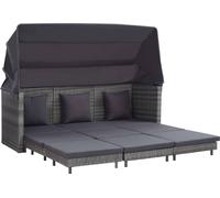 vidaXL Canapé-lit extensible 3 places avec toit Poly rotin Gris