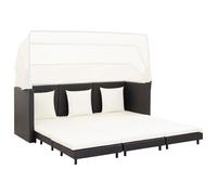 vidaXL Canapé-lit extensible 3 places avec toit, poly rotin noir