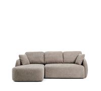 Canapé-lit 3 places Laira en chenille gris tourterelle avec méridienne gauche 246 cm, certifié FSC Mix.