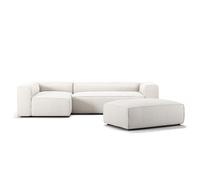 Canapé-lit 4 Places Decotique Grand, Ouvert, avec Repose-pieds Gauche, Coloris Steam/ Blanc