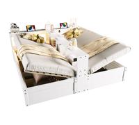 Canapé-lit 90/180/200 cm blanc en MDF avec LED prises et rangements