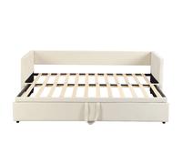 Canapé-lit 90/200 cm beige en tissu rembourré avec lit gigogne