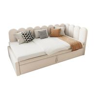 Canapé-lit 90/200 cm beige en velours avec lit gigogne convertible