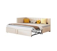 Canapé-lit 90/200 cm beige en velours avec lit gigogne et dossier