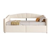 Canapé-lit 90/200 cm beige en velours avec rangement hydraulique