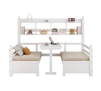 Canapé-lit 90/200 cm blanc en bois avec bureau rabattable et étagères