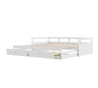 Canapé-lit 90/200 cm blanc en bois avec tiroirs et couchage extensible
