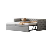Canapé-lit 90/200 cm gris clair en tissu velours avec sommier 300 kg