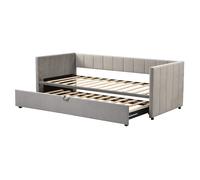 Canapé-lit 90/200 cm gris en tissu rembourré avec lit gigogne