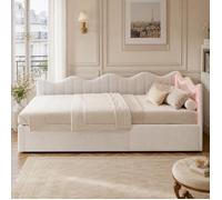 Canapé Lit 90x200 Lit Canapé Lit Coffre Avec Led-YLSZHYR-Lit Multifonctionnel Lit Capitonné Blanc Peluche Teddy