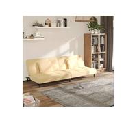 vidaXL Canapé-lit à 2 places avec 2 oreillers velours crème - Multicolore G