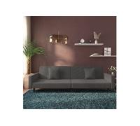 vidaXL Canapé-lit 2 places 375919, lit de jour avec dossier, 2 oreillers, velours gris foncé
