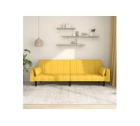 vidaXL Canapé-lit 2 places en tissu jaune avec 2 oreillers