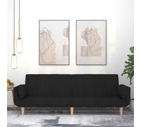 vidaXL Canapé-lit à 2 Places, Lit de Jour avec Dossier, Lit d'Invité avec Pieds, Meuble de Chambre à Coucher Salon, Moderne, Noir Tissu