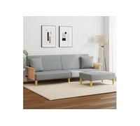 vidaXL Canapé-lit à 2 places avec oreillers et repose-pied gris clair3216215 Gris clair G