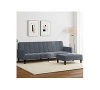 Canapé lit à 2 places avec repose pied gris foncé velours Multicolore G