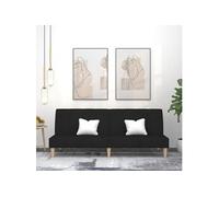 vidaXL Canapé-lit à 2 Places, Lit de Jour avec Dossier, Lit d'Invité avec Pieds, Meuble de Chambre à Coucher Salon, Moderne, Noir Tissu