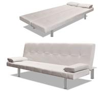Canapé-lit ajustable avec 2 coussins en similicuir