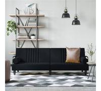 vidaXL Canapé‑lit avec accoudoirs velours noir