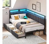 Canapé-lit avec coffre de rangement, dimensions 90x200, avec éclairage LED et station de charge USB. Lit de jour pour adolescents, dimensions 90x200, avec sommier à lattes en métal et 2 tiroirs. Lit d