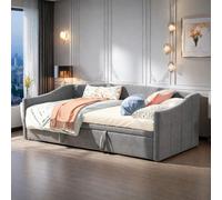 Canapé-lit - Banquette-lit - Lit escamotable - Lit extensible - Canapé en velours - Compact, dimensions 90x210 cm - Structure métallique robuste