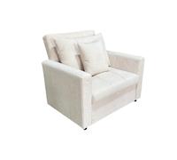 Canapé-lit, canapé 1 place convertible en velours côtelé coloris crème - Longueur 99 x Largeur 99 x Hauteur 88 cm