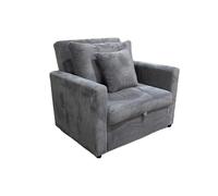 Canapé-lit, canapé 1 place convertible en velours côtelé coloris gris - Longueur 99 x Largeur 99 x Hauteur 88 cm