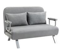 Canapé-lit canapé convertible 2 places déhoussable grand confort 2 coussins fournis pieds accoudoirs métal suède gris clair Gris G