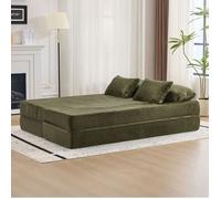 Canapé-lit Clic-Clac Réversible en Peluche Vert - Causeuse avec Coussins - Mousse HR - Structure Stable 150kg - 198x60x76cm