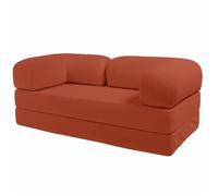 Canapé lit compressé modulable 2 places Velours côtelé - 90 x 180 cm - Bananair - Terracotta