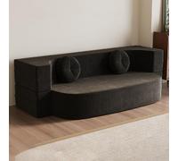 Canapé-lit Compressé sous Vide, Fauteuil Relax pour Petits Espaces, Canapé Convertible avec 2 Coussins, Assise Pliable pour Salon Ou Bureau À Domicile, Tissu Respirant(Noir,150cm*100cm)