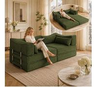 Canapé-lit Compressible Convertible - AKABER - 2/4 Place - Velours Côtelé-Garniture éponge- 164x74x40cm - Pour Salon, Chambre - Vert