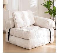 Canapé-lit Convertible 3 en 1,170 x 85 CM, Canapé Lit Pliant avec Accoudoirs,Fauteuil-lit Portable 1 Place pour salon,Chambre,Beige