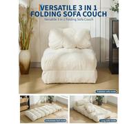 Canapé-lit Convertible 3 en 1-Fauteuil de Sol Paresseux- Chaise Portable Confortable, Canapé pour Salon et Chambre-BEIGE