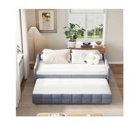Canapé Lit Convertible, 90/180x200 cm, ADWOLT, Sofa Bed en velours, Gris, Matelas non inclus