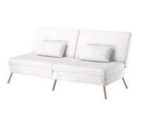 Canapé-lit Convertible avec Fonction de Couchage- Canapé 3 Places - avec Dossier réglable en Tissu Peluche Blanc