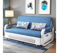 Canapé-lit convertible avec rangement, 2 places, structure en métal, compartiment sous le lit, idéal pour salon, bureau, appartement, 128 cm