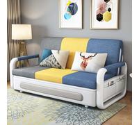 Canapé-lit convertible avec rangement, 2 places, structure en métal, compartiment sous le lit, idéal pour salon, bureau, appartement, 128 cm