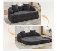 Canapé-lit convertible - Canapé 2-en-1 - Gris foncé - Chenille - 157x84x65 cm - Poids 27.5 kg - Lit pliant