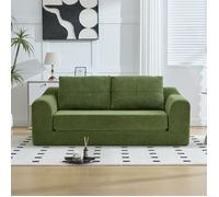 Canapé-lit convertible - Convertible 2-en-1 - Vert armée - Tissu velours - Dimensions 179×95×79 cm - Poids 28.5 kg