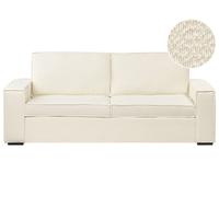 Canapé-Lit Convertible en Bouclé avec Matelas 2 Places Blanc Cassé Vuokatti