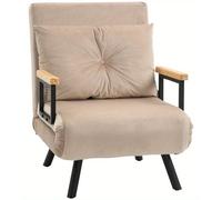 Canapé-lit - Convertible - Lit d'appoint - Fauteuil convertible - Dossier réglable - Revêtement beige