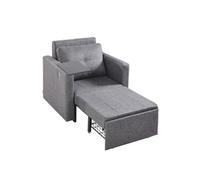 VEVOR Canapé-lit, avec poche latérale, oreiller, accoudoir, tablette et dossier réglable sur 5 niveaux, canapé convertible en lit simple avec 2 roulettes et rangement inférieur, pour bureau, gris