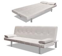 Canapé-lit convertible VIDAXL en cuir synthétique blanc cassé avec 2 oreillers - contemporain et confortable