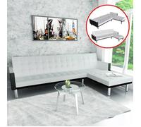 Canapé-lit d'angle en simili cuir blanc - Convertible - Dimensions 218 x 155 x 69 cm - Avec rangement